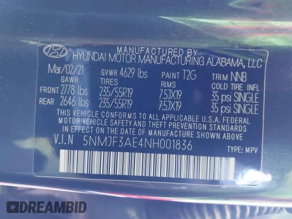 2022 Hyundai Tucson SEL с VIN 5NMJF3AE4NH001836, выставлен на аукционе IAAI как лот 43358084 с пробегом 89 843 миль миль и . История ставок и продаж доступна на DreamBid. Изображение 9.