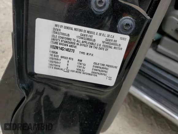 2004 Cadillac Escalade EXT with VIN 3GYEK62N14G146270, listed as a Copart auction lot 66940885 with Not provided miles and Salvage title. Bid and sale history available at DreamBid. Image 13.