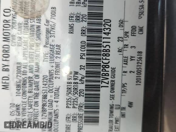 2011 Ford Mustang GT Premium with VIN 1ZVBP8CF8B5114320, listed as a Copart auction lot 84473535 with 114,482 mi miles and Salvage title. Bid and sale history available at DreamBid. Image 12.