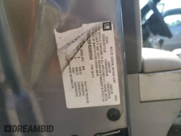 2005 Chevrolet Equinox LS with VIN 2CNDL23F456065500, listed as a Copart auction lot 65382844 with 189,136 mi miles and Salvage title. Bid and sale history available at DreamBid. Image 16.