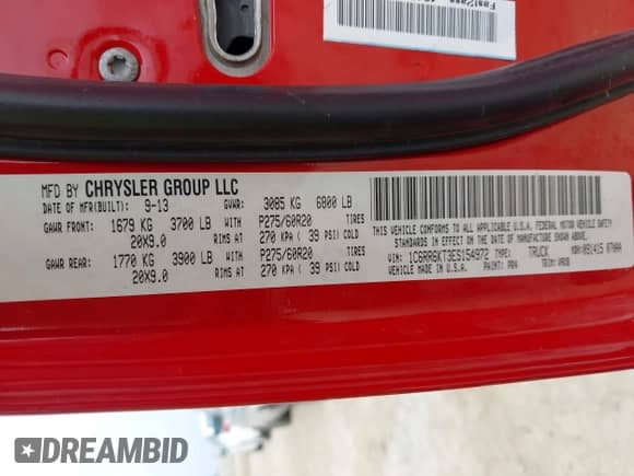 2014 Ram 1500 Express z VIN 1C6RR6KT3ES154972, wystawiony jako IAAI lot #42396509 z przebiegiem 212 733 mil mil oraz . Historia ofert i sprzedaży dostępna na DreamBid. Obrazek 9.