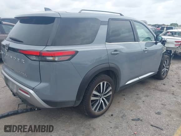 2023 Nissan Pathfinder Platinum with VIN 5N1DR3DK4PC208763, listed as a IAAI auction lot 42139683 with 39,956 mi miles and . Bid and sale history available at DreamBid. Image 4.