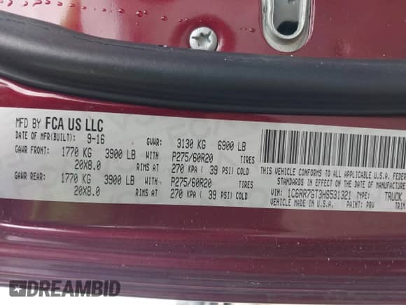 2017 Ram 1500 Big Horn with VIN 1C6RR7GT3HS531321, listed as a IAAI auction lot 41248467 with 83,003 mi miles and . Bid and sale history available at DreamBid. Image 9.