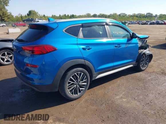 2020 Hyundai Tucson Limited with VIN KM8J3CALXLU172745, listed as a IAAI auction lot 43235211 with 115,597 mi miles and . Bid and sale history available at DreamBid. Image 4.