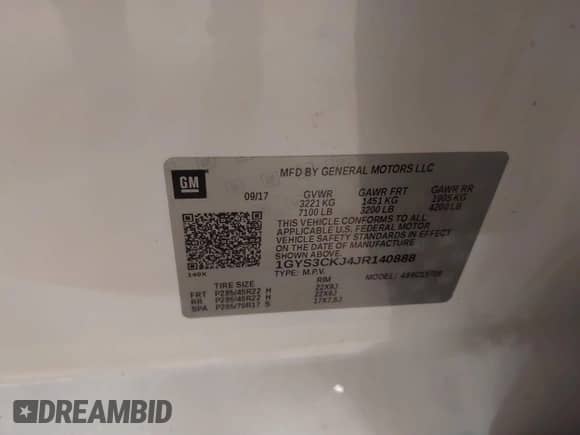 2018 Cadillac Escalade Premium Luxury z VIN 1GYS3CKJ4JR140888, wystawiony jako IAAI lot #41416277 z przebiegiem 132 944 mil mil oraz . Historia ofert i sprzedaży dostępna na DreamBid. Obrazek 9.