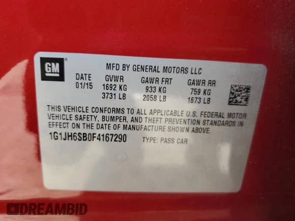 2015 Chevrolet Sonic RS z VIN 1G1JH6SB0F4167290, wystawiony jako Copart lot #69244125 z przebiegiem 82 775 mil mil oraz Szkoda całkowita • Salvage title. Historia ofert i sprzedaży dostępna na DreamBid. Obrazek 12.