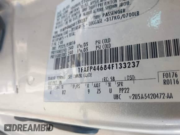 2004 Ford Mustang Deluxe с VIN 1FAFP44684F133237, выставлен на аукционе IAAI как лот 43309110 с пробегом 159 217 миль миль и . История ставок и продаж доступна на DreamBid. Изображение 9.