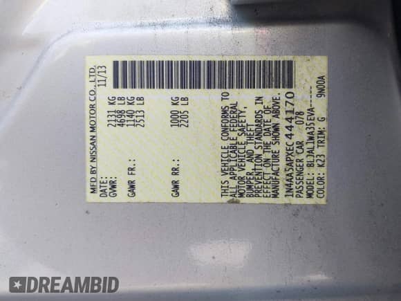 2014 Nissan Maxima S z VIN 1N4AA5APXEC444170, wystawiony jako IAAI lot #43251311 z przebiegiem 243 605 mil mil oraz . Historia ofert i sprzedaży dostępna na DreamBid. Obrazek 9.