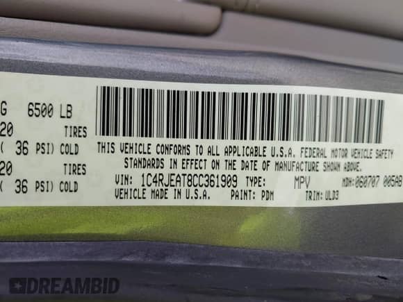 2012 Jeep Grand Cherokee Laredo с VIN 1C4RJEAT8CC361909, выставлен на аукционе IAAI как лот 42727510 с пробегом 191 020 миль миль и . История ставок и продаж доступна на DreamBid. Изображение 9.