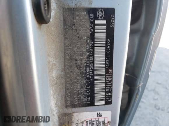 2005 Toyota Camry LE z VIN 4T1BE30K55U549024, wystawiony jako Copart lot #64821745 z przebiegiem 201 023 mil mil oraz Czysty tytuł • Clean title. Historia ofert i sprzedaży dostępna na DreamBid. Obrazek 12.