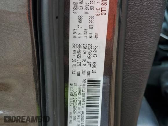 2019 Dodge Durango GT Plus with VIN 1C4RDHDG2KC690935, listed as a Copart auction lot 69380695 with 141,128 mi miles and Salvage title. Bid and sale history available at DreamBid. Image 13.