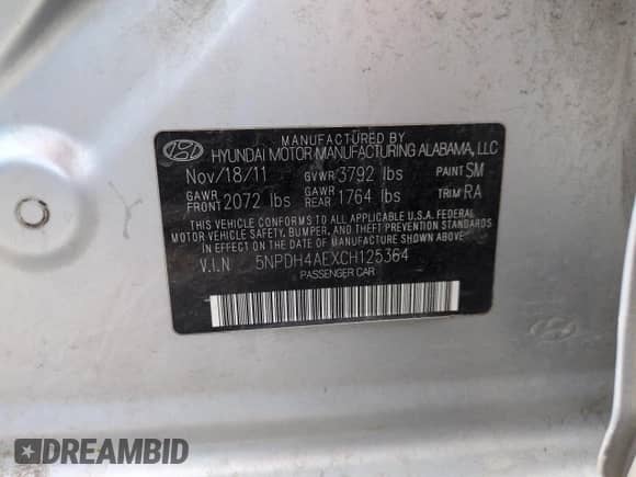 2012 Hyundai Elantra GLS с VIN 5NPDH4AEXCH125364, выставлен на аукционе Copart как лот 65973985 с пробегом 180 817 миль миль и Списание • Salvage title. История ставок и продаж доступна на DreamBid. Изображение 12.