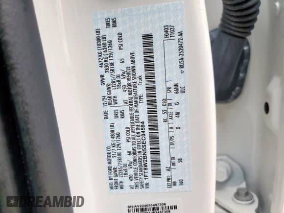 2025 Ford F-250 XL with VIN 1FT8W2BN5SEC04594, listed as a Copart auction lot 70375855 with 5,386 mi miles and Salvage title. Bid and sale history available at DreamBid. Image 13.