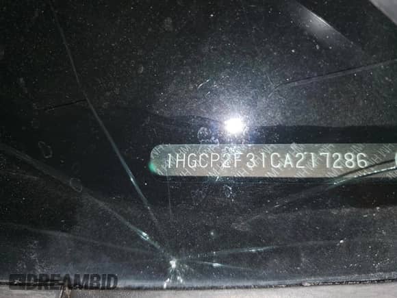 2012 Honda Accord LX с VIN 1HGCP2F31CA217286, выставлен на аукционе Copart как лот 87036645 с пробегом Не указан миль и Списание • Salvage title. История ставок и продаж доступна на DreamBid. Изображение 12.