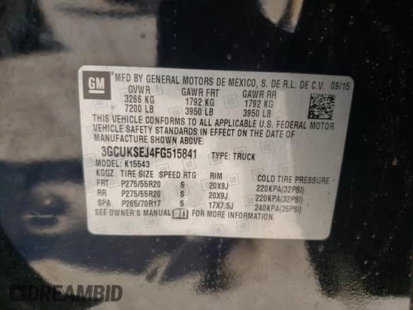 2015 Chevrolet Silverado 1500 LTZ z VIN 3GCUKSEJ4FG515841, wystawiony jako Copart lot #77755794 z przebiegiem 153 455 mil mil oraz Szkoda całkowita • Salvage title. Historia ofert i sprzedaży dostępna na DreamBid. Obrazek 12.