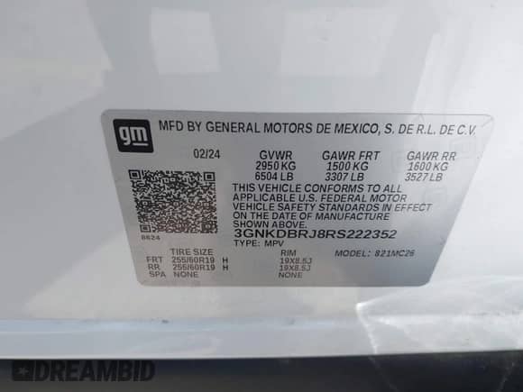 2024 Chevrolet Blazer EV eAWD LT z VIN 3GNKDBRJ8RS222352, wystawiony jako IAAI lot #43045919 z przebiegiem 7 226 mil mil oraz . Historia ofert i sprzedaży dostępna na DreamBid. Obrazek 9.