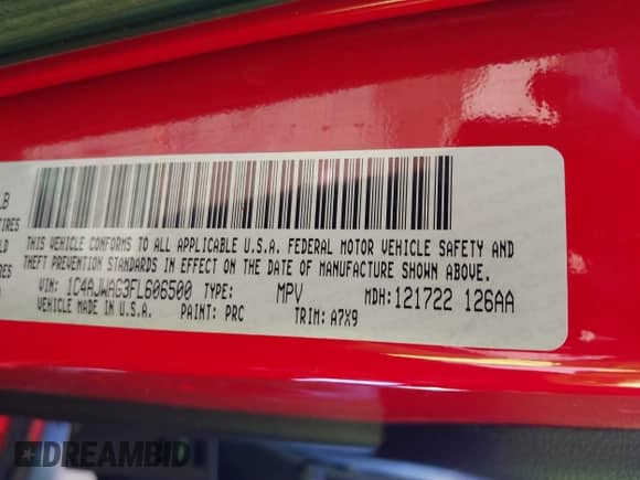 2015 Jeep Wrangler Sport with VIN 1C4AJWAG3FL606500, listed as a IAAI auction lot 40596072 with 110,344 mi miles and . Bid and sale history available at DreamBid. Image 9.