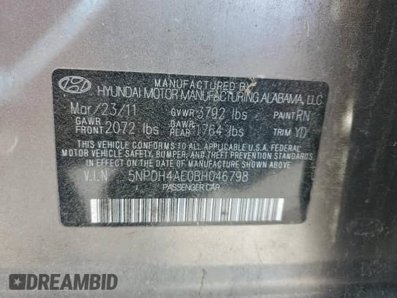 2011 Hyundai Elantra GLS z VIN 5NPDH4AE0BH046798, wystawiony jako Copart lot #64885205 z przebiegiem 143 890 mil mil oraz Czysty tytuł • Clean title. Historia ofert i sprzedaży dostępna na DreamBid. Obrazek 12.