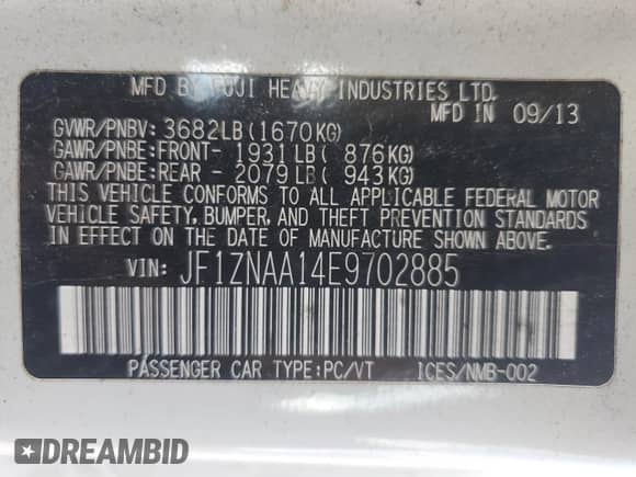 2014 Scion FR-S with VIN JF1ZNAA14E9702885, listed as a Copart auction lot 64890565 with 117,442 mi miles and Salvage title. Bid and sale history available at DreamBid. Image 12.