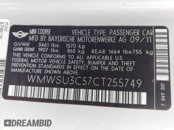 2012 MINI Hardtop с VIN WMWSU3C57CT255749, выставлен на аукционе IAAI как лот 43342110 с пробегом 99 460 миль миль и . История ставок и продаж доступна на DreamBid. Изображение 9.