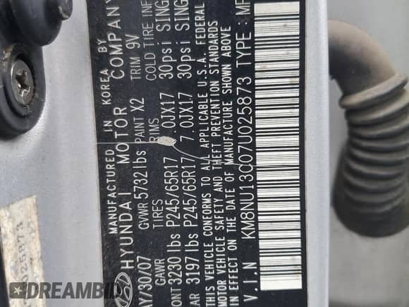 2007 Hyundai Veracruz GLS с VIN KM8NU13C07U025873, выставлен на аукционе Copart как лот 41783565 с пробегом 220 567 миль миль и Списание • Salvage title. История ставок и продаж доступна на DreamBid. Изображение 13.