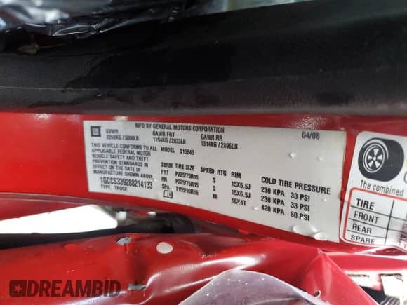 2008 Chevrolet Colorado 1LT с VIN 1GCCS339288214133, выставлен на аукционе Copart как лот 61034745 с пробегом 125 032 миль миль и Списание • Salvage title. История ставок и продаж доступна на DreamBid. Изображение 12.