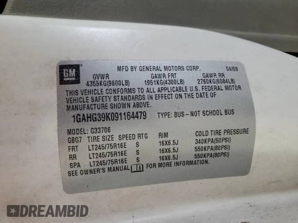 2009 Chevrolet Express Passenger z VIN 1GAHG39K091164479, wystawiony jako Copart lot #51215085 z przebiegiem 155 435 mil mil oraz Szkoda całkowita • Salvage title. Historia ofert i sprzedaży dostępna na DreamBid. Obrazek 15.