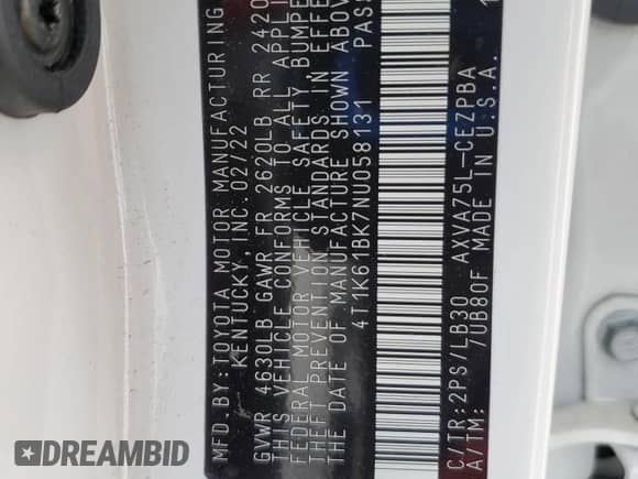 2022 Toyota Camry XSE with VIN 4T1K61BK7NU058131, listed as a Copart auction lot 64969525 with 30,216 mi miles and Salvage title. Bid and sale history available at DreamBid. Image 12.