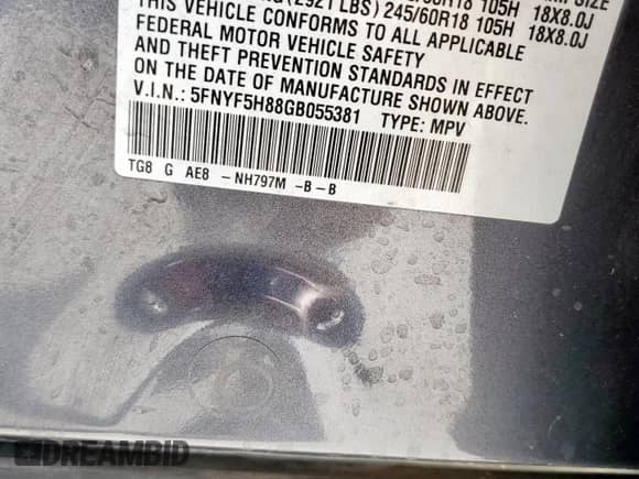 2016 Honda Pilot EX-L z VIN 5FNYF5H88GB055381, wystawiony jako Copart lot #81953115 z przebiegiem 149 367 mil mil oraz Czysty tytuł • Clean title. Historia ofert i sprzedaży dostępna na DreamBid. Obrazek 13.