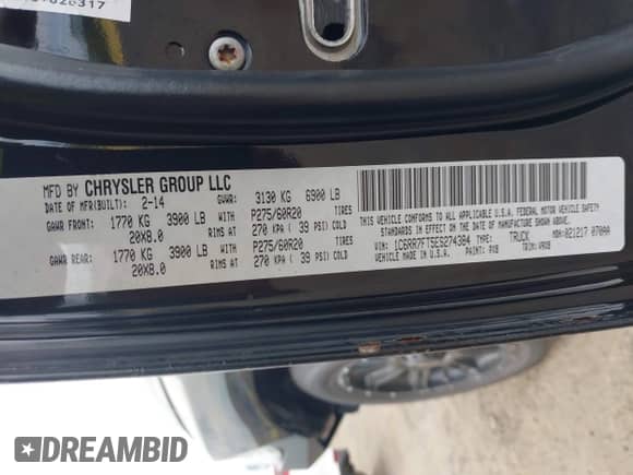 2014 Ram 1500 Express z VIN 1C6RR7FT5ES274384, wystawiony jako IAAI lot #42949313 z przebiegiem 179 200 mil mil oraz . Historia ofert i sprzedaży dostępna na DreamBid. Obrazek 9.