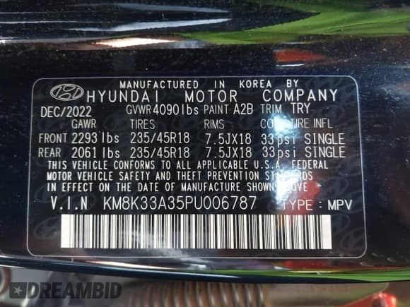 2023 Hyundai Kona N Line с VIN KM8K33A35PU006787, выставлен на аукционе IAAI как лот 42587103 с пробегом 56 966 миль миль и . История ставок и продаж доступна на DreamBid. Изображение 9.