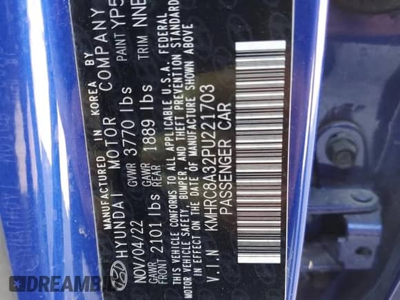 2023 Hyundai Venue Limited with VIN KMHRC8A32PU221703, listed as a Copart auction lot 69793745 with 68,242 mi miles and Salvage title. Bid and sale history available at DreamBid. Image 14.