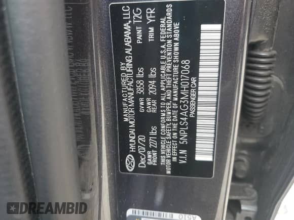 2021 Hyundai Elantra SEL с VIN 5NPLS4AG3MH017068, выставлен на аукционе Copart как лот 80030835 с пробегом 53 401 миль миль и Списание • Salvage title. История ставок и продаж доступна на DreamBid. Изображение 12.