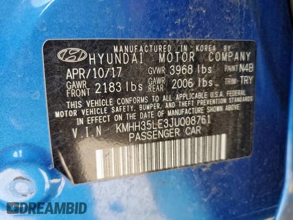 2018 Hyundai Elantra с VIN KMHH35LE3JU008761, выставлен на аукционе Copart как лот 69558375 с пробегом 130 440 миль миль и Списание • Salvage title. История ставок и продаж доступна на DreamBid. Изображение 12.