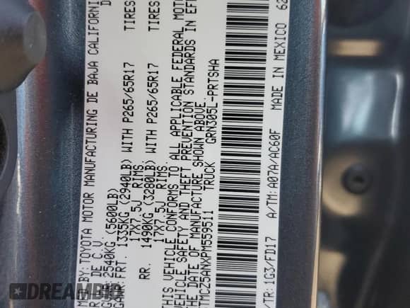 2023 Toyota Tacoma SR with VIN 3TMCZ5ANXPM559511, listed as a Copart auction lot 80508385 with 33,176 mi miles and Salvage title. Bid and sale history available at DreamBid. Image 12.