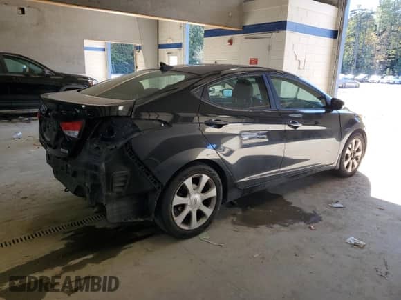 2012 Hyundai Elantra Limited with VIN 5NPDH4AE1CH104449, listed as a Copart auction lot 87180785 with 178,941 mi miles and Salvage title. Bid and sale history available at DreamBid. Image 3.
