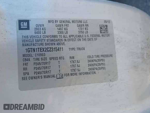 2012 GMC Sierra 1500 Work Truck z VIN 1GTN1TEX2CZ315411, wystawiony jako IAAI lot #42615623 z przebiegiem 23 467 mil mil oraz . Historia ofert i sprzedaży dostępna na DreamBid. Obrazek 9.