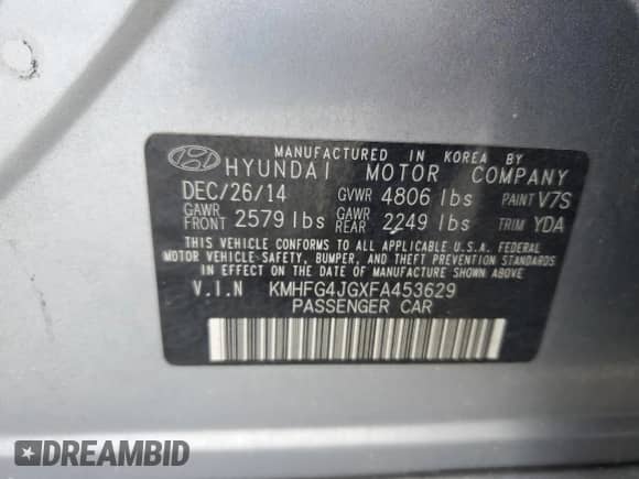 2015 Hyundai Azera с VIN KMHFG4JGXFA453629, выставлен на аукционе Copart как лот 61485875 с пробегом 183 053 миль миль и Списание • Salvage title. История ставок и продаж доступна на DreamBid. Изображение 12.