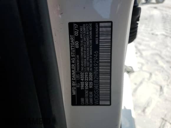 2017 Mercedes-Benz CLA 250 с VIN WDDSJ4EB2HN492946, выставлен на аукционе Copart как лот 53809695 с пробегом 137 393 миль миль и Списание • Salvage title. История ставок и продаж доступна на DreamBid. Изображение 12.