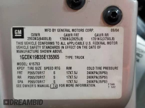 2005 Chevrolet Silverado 1500 LS with VIN 1GCEK19B35E135865, listed as a Copart auction lot 58020245 with Not provided miles and Salvage title. Bid and sale history available at DreamBid. Image 13.