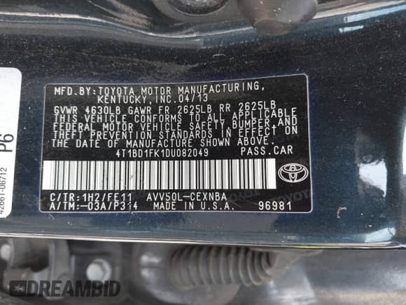 2013 Toyota Camry LE z VIN 4T1BD1FK1DU082049, wystawiony jako IAAI lot #43385684 z przebiegiem 151 810 mil mil oraz . Historia ofert i sprzedaży dostępna na DreamBid. Obrazek 9.