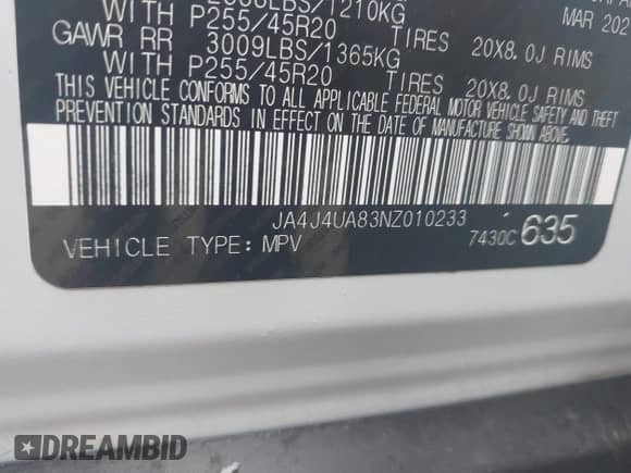 2022 Mitsubishi Outlander SE с VIN JA4J4UA83NZ010233, выставлен на аукционе IAAI как лот 43194063 с пробегом 42 339 миль миль и . История ставок и продаж доступна на DreamBid. Изображение 9.