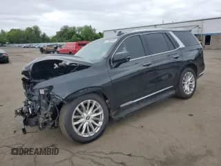 2021 Cadillac Escalade Premium Luxury with VIN 1GYS4CKL4MR193058, listed as a Copart auction lot 57550955 with 47,761 mi miles and Salvage title. Bid and sale history available at DreamBid. Image 1.