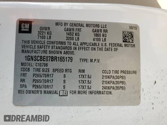 2011 Chevrolet Tahoe LT с VIN 1GNSCBE07BR165179, выставлен на аукционе Copart как лот 82252035 с пробегом 161 598 миль миль и Чистый • Clean title. История ставок и продаж доступна на DreamBid. Изображение 13.
