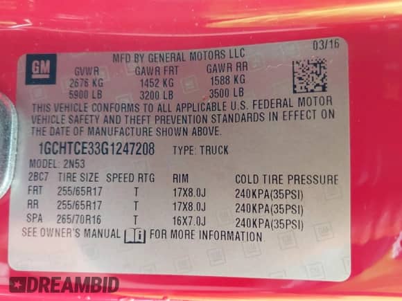 2016 Chevrolet Colorado 4WD LT z VIN 1GCHTCE33G1247208, wystawiony jako IAAI lot #42336304 z przebiegiem 201 047 mil mil oraz . Historia ofert i sprzedaży dostępna na DreamBid. Obrazek 9.