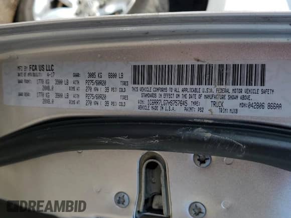 2017 Ram 1500 Big Horn с VIN 1C6RR7LG7HS757645, выставлен на аукционе Copart как лот 67136285 с пробегом Не указан миль и Чистый • Clean title. История ставок и продаж доступна на DreamBid. Изображение 12.