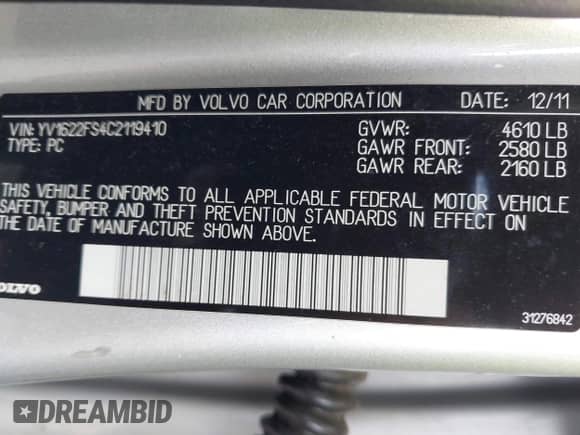 2012 Volvo S60 T5 с VIN YV1622FS4C2119410, выставлен на аукционе IAAI как лот 43118023 с пробегом 138 894 миль миль и . История ставок и продаж доступна на DreamBid. Изображение 9.