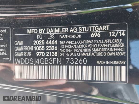 2015 Mercedes-Benz CLA 250 с VIN WDDSJ4GB3FN173260, выставлен на аукционе IAAI как лот 43148053 с пробегом 124 741 миль миль и . История ставок и продаж доступна на DreamBid. Изображение 9.