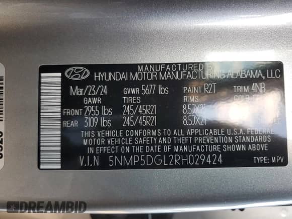 2024 Hyundai Santa Fe Calligraphy z VIN 5NMP5DGL2RH029424, wystawiony jako Copart lot #86995324 z przebiegiem 15 046 mil mil oraz Szkoda całkowita • Salvage title. Historia ofert i sprzedaży dostępna na DreamBid. Obrazek 13.