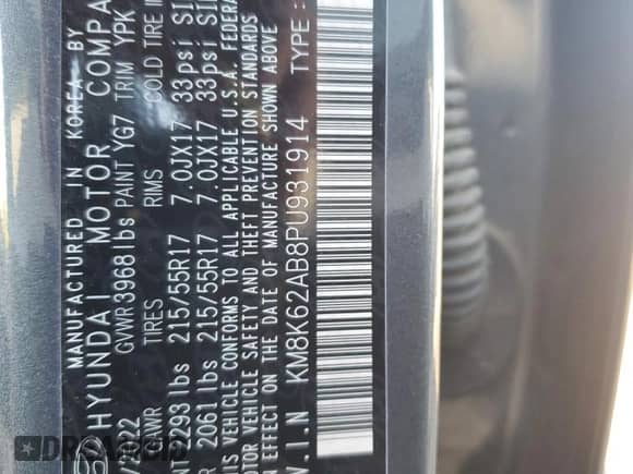 2023 Hyundai Kona SEL с VIN KM8K62AB8PU931914, выставлен на аукционе Copart как лот 87116475 с пробегом 22 212 миль миль и Чистый • Clean title. История ставок и продаж доступна на DreamBid. Изображение 13.